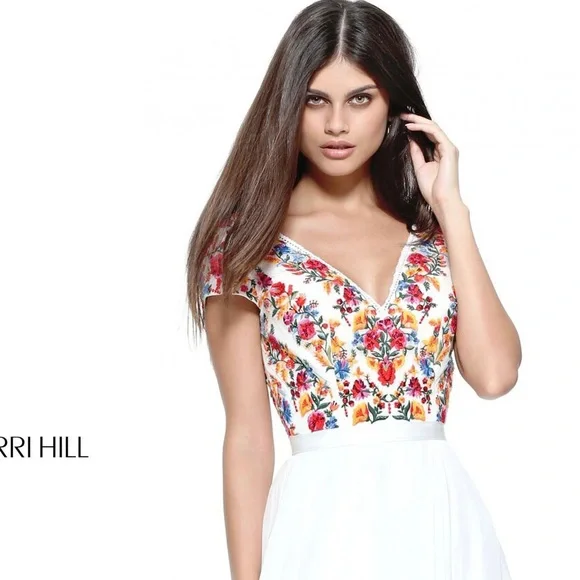 Sherri Hill 51112 Prom Dress Lace Up Back Embroidered